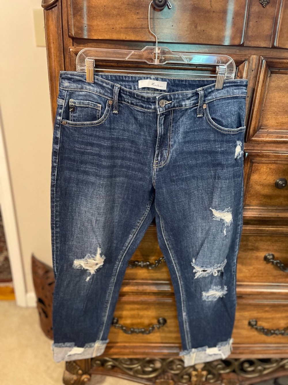 KanCan Dark Blue Distressed Boyfriend Jeans